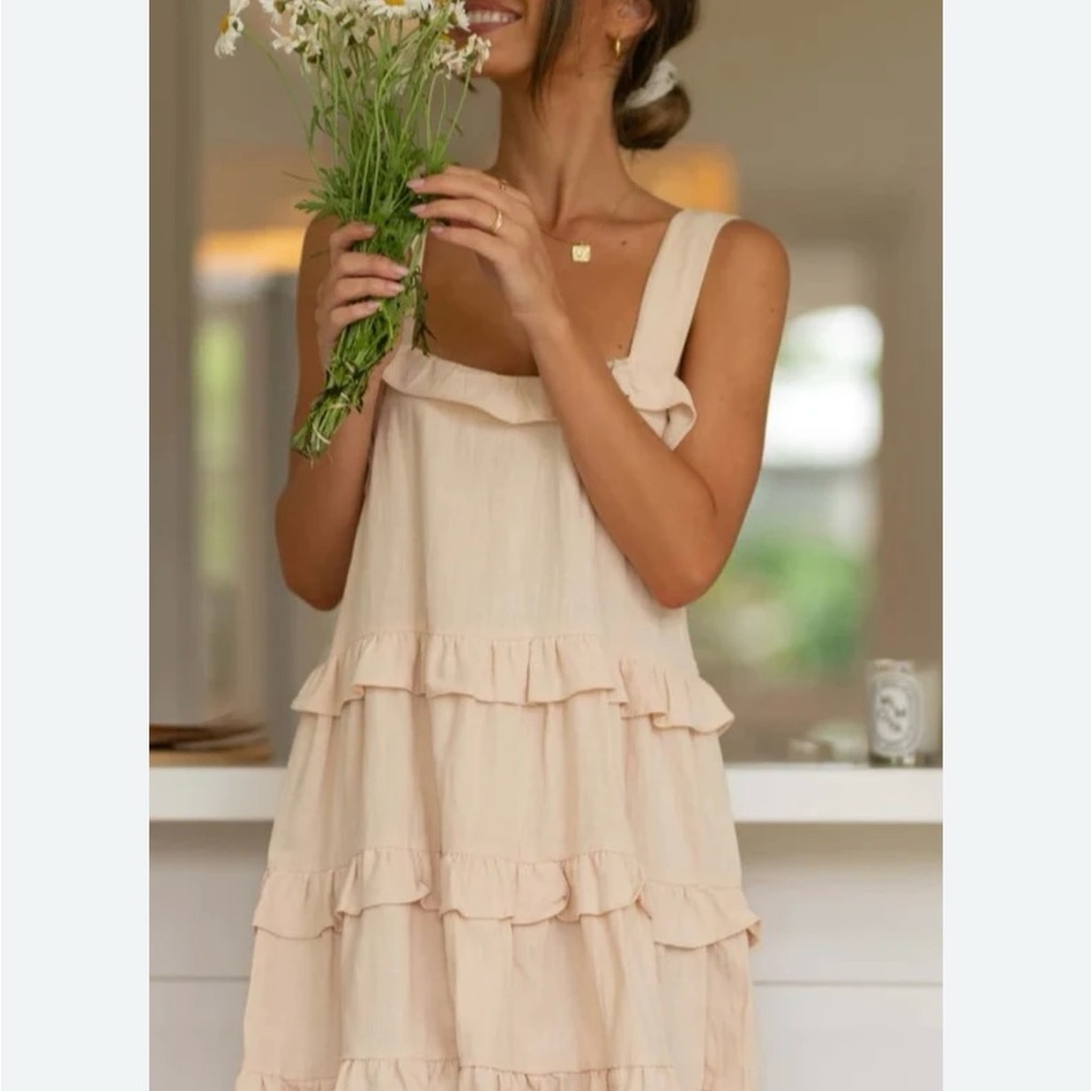 Elegant Cream Ruffle Dress